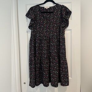 Floral Kids Dress - Black and Pink